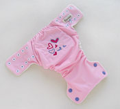 *Hearts*<br>Embroidered Trimsies AIO/AI2 Diaper<br>Size Medium<br>With Bamboo Velour
