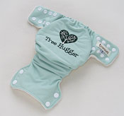 Tree Hugger<br>Embroidered Trimsies AIO/AI2 Diaper<br>Size Size Newborn/Small<br>With Bamboo Velour